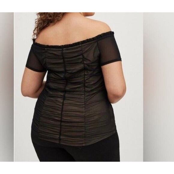 NWT Torrid Black Rouched Blouse Top Off Shoulder SZ LG 12 Dressy Witchy Core - Picture 4 of 10
